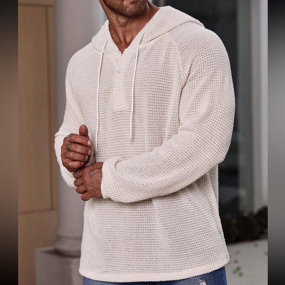 Men Plus Raglan Sleeve Drawstring Hoodie - Picture 3 of 7